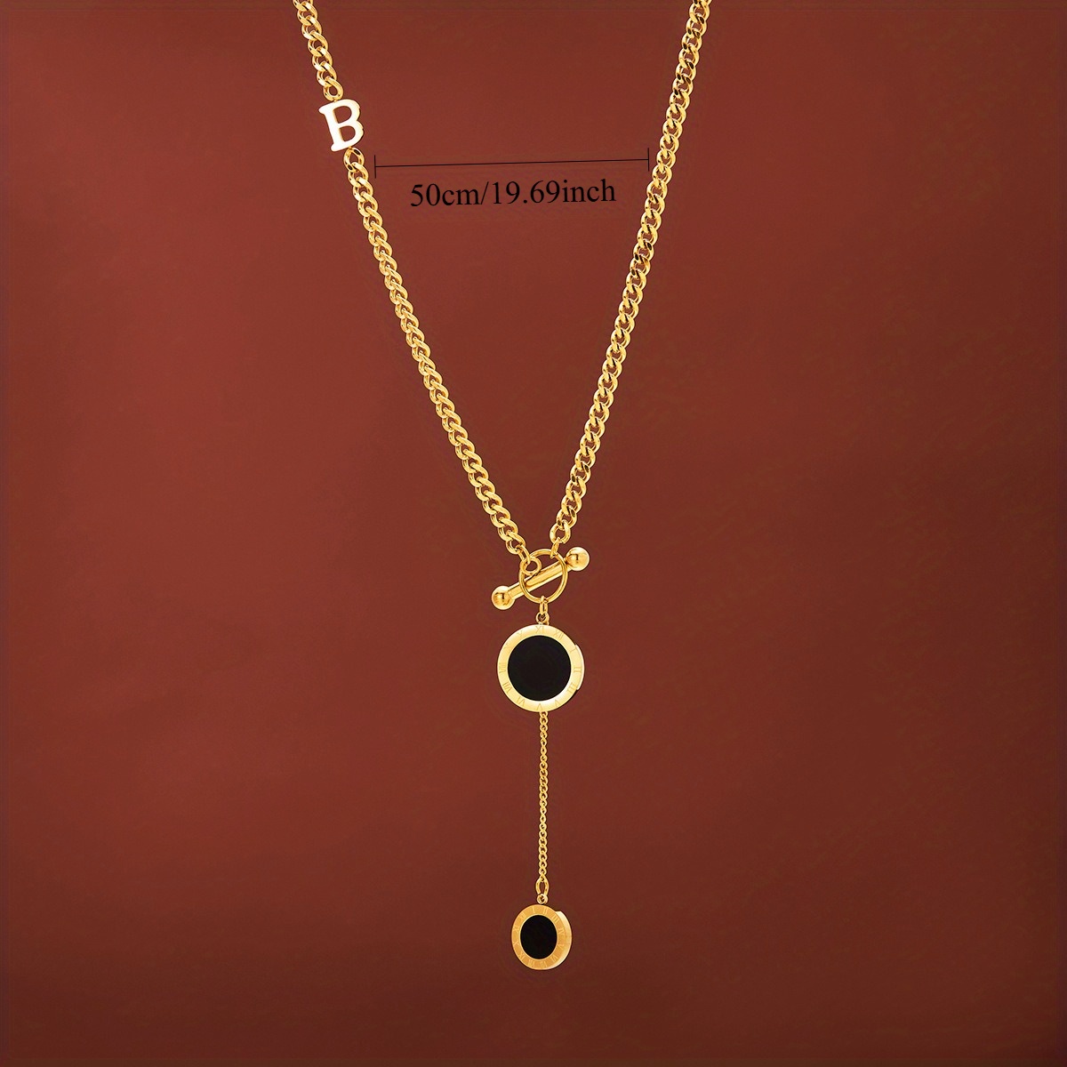 Women's 18K Gold-Plated OT Buckle Y-Shaped Necklace, Elegant