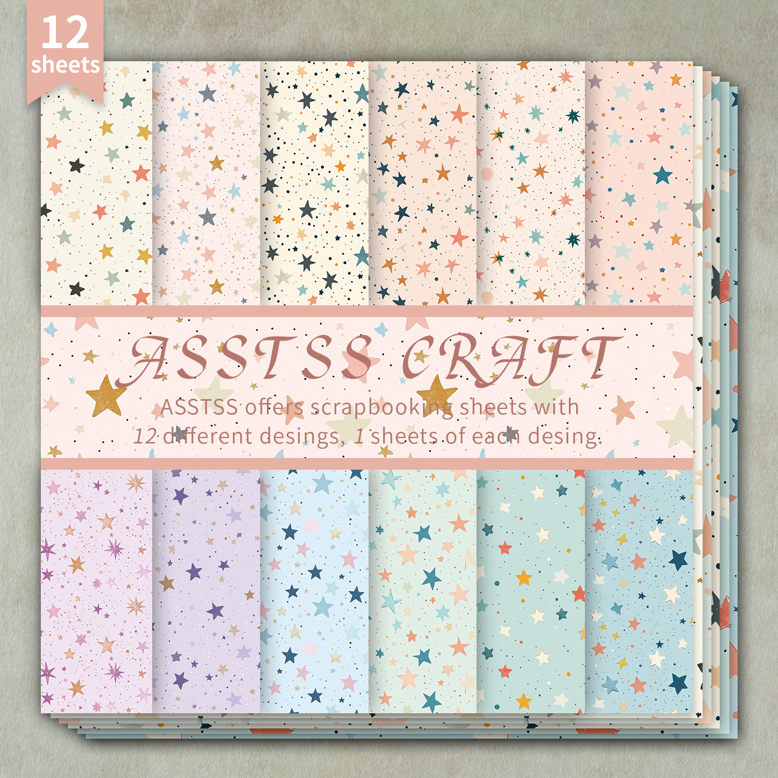 TEMU 12-sheet Asstss 6*6-inch Scrapbooking Paper Pad | Color Backing Paper, Heavyweight Cardstock For Journaling, Collage Art, Greeting Cards,
