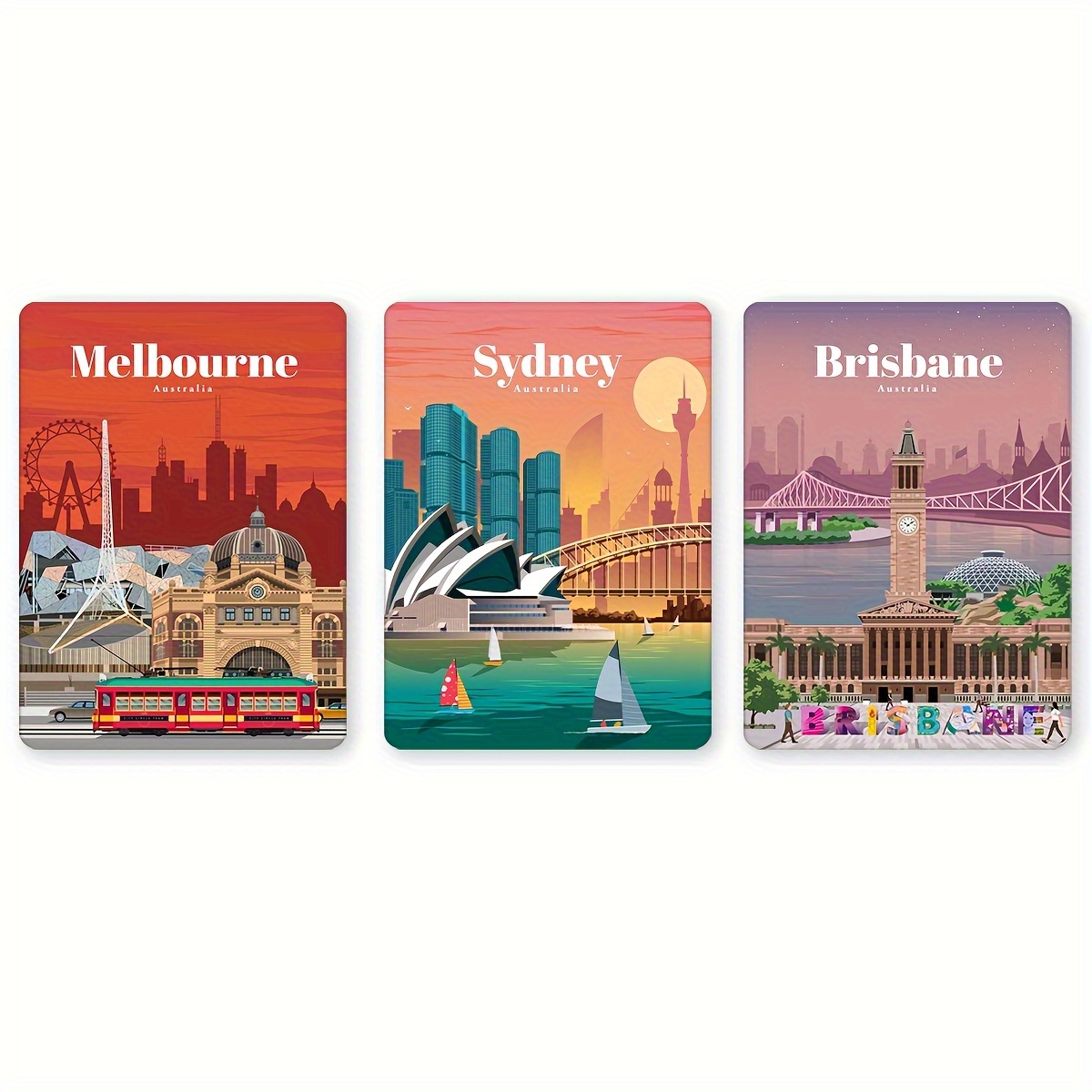 TEMU 3pcs, Australian Travel Set, Wooden Fridge Magnets, Fun Fridge Magnet Birthday Gift, Magnetic Fridge Stickers Suitable For Kitchen And Home