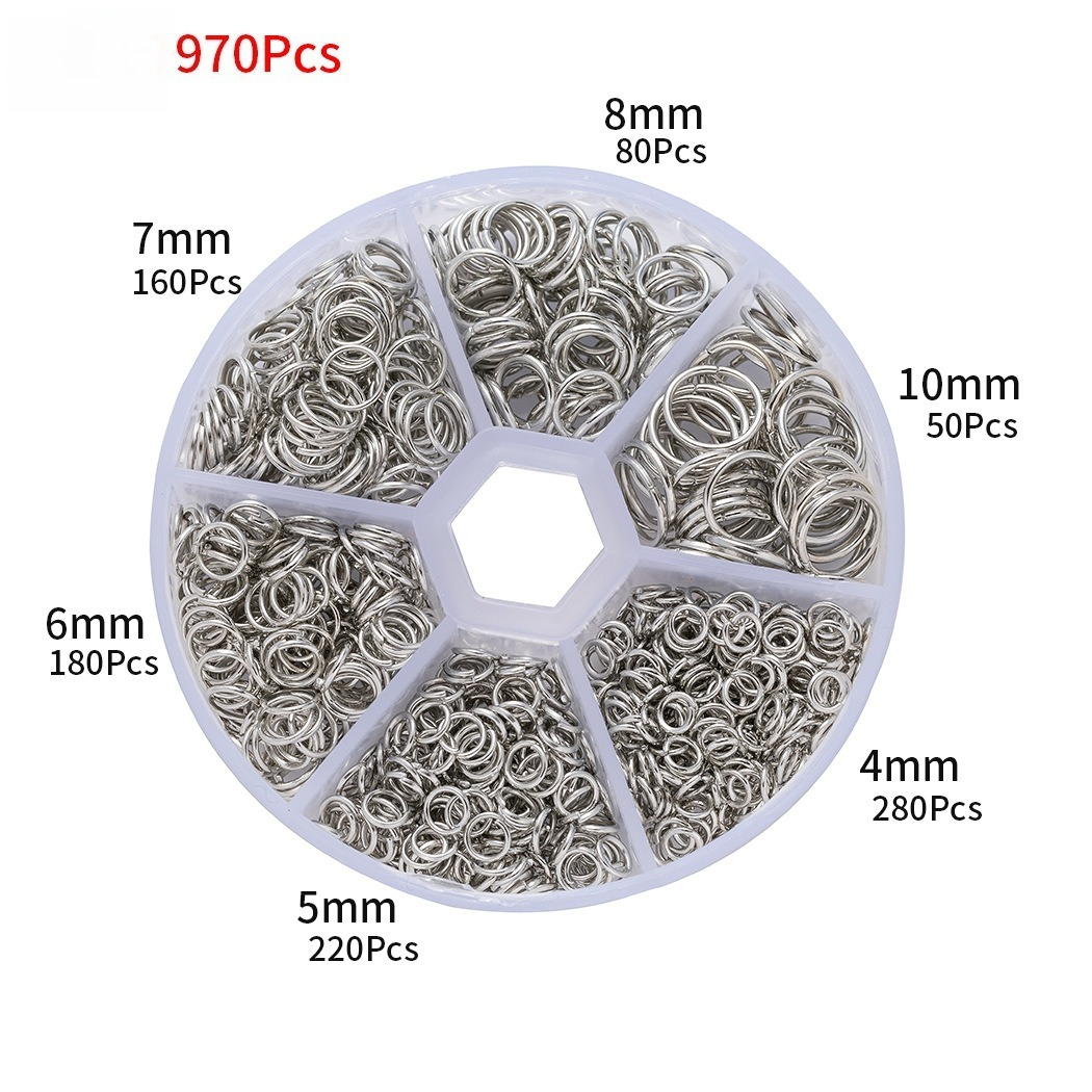 TEMU 970 Stainless Steel Jump Ring Set | Includes 4/5/6/7/8/10mm 6 Sizes Of Open Jump Rings, Jewelry Connecting Additions, Suitable For Bracelets,