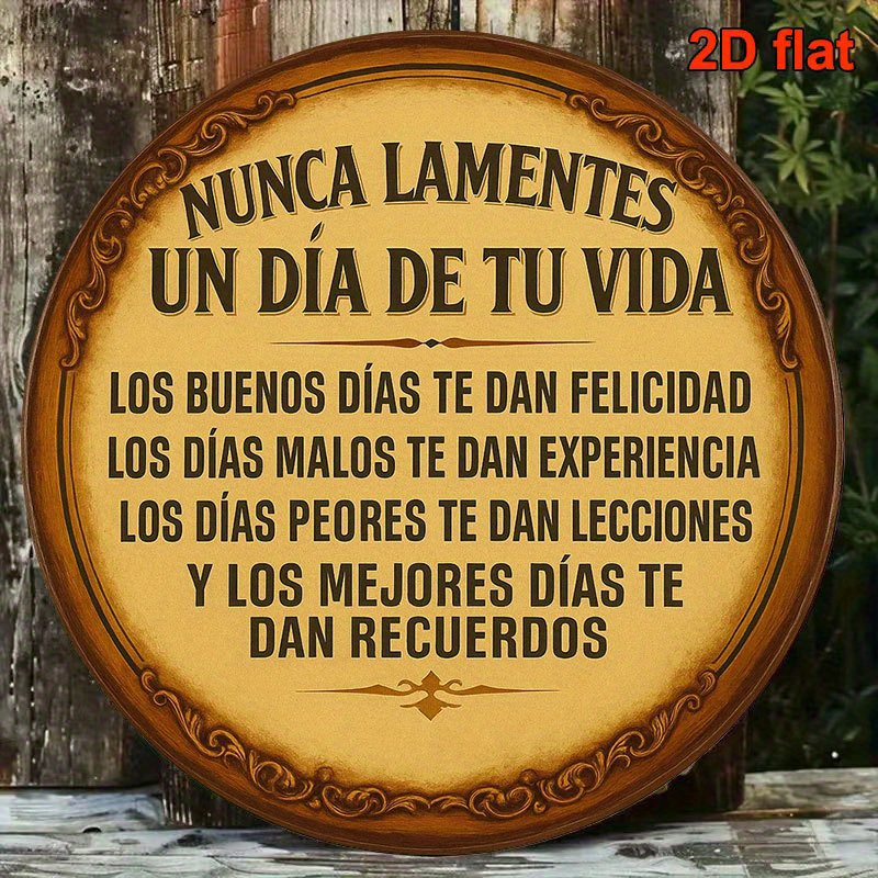TEMU Placa colgante de madera 2D con en español "Sin arrepentimientos en ", decoración de pared, adecuada para , dormitorio y oficina