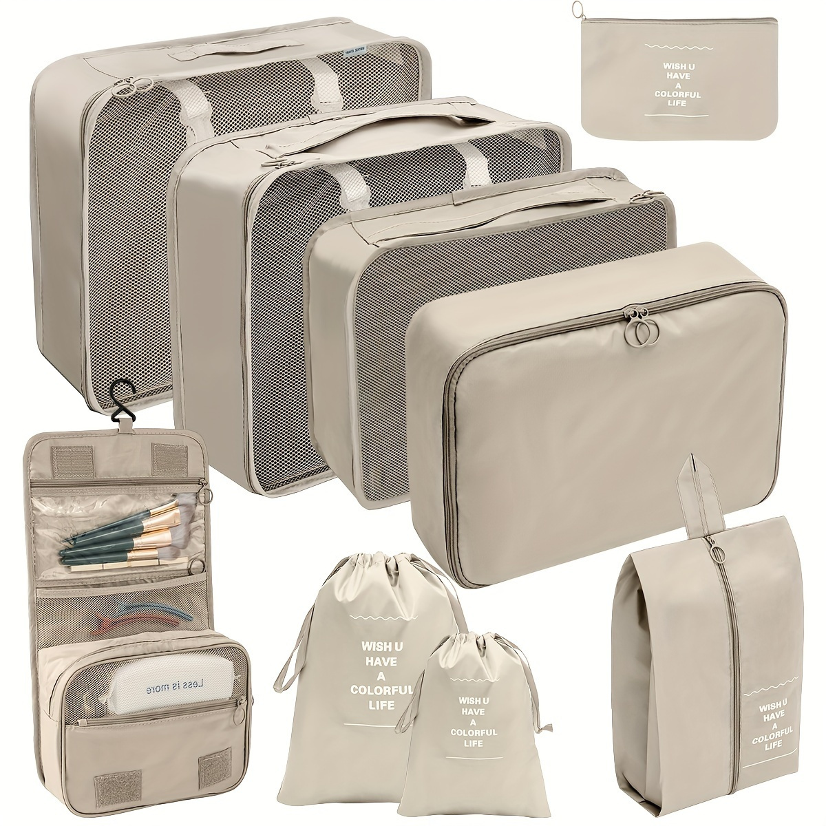 

A Set Of 9 Bags : Luggage Organizing Folders-portable Clothing Bag- Bag- Of Polyester