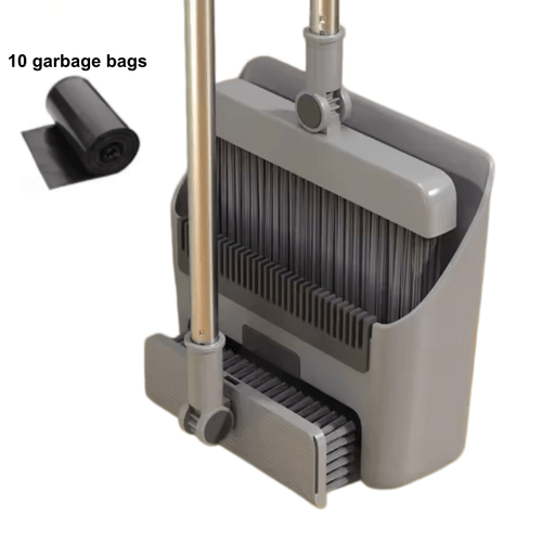 3in 1 broom combo set with 10 garbage bags broom dustpan squeegee floor brush non stick hair broom multifunctional foldable home cleaning tools