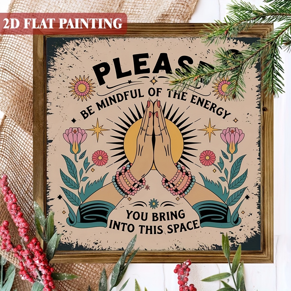 TEMU Cadeau toutes saisons, impression plate 2D, 1pc, cadre en bois de ferme, art mural en bois ", attentifs à l' que vous apportez dans cet espace",