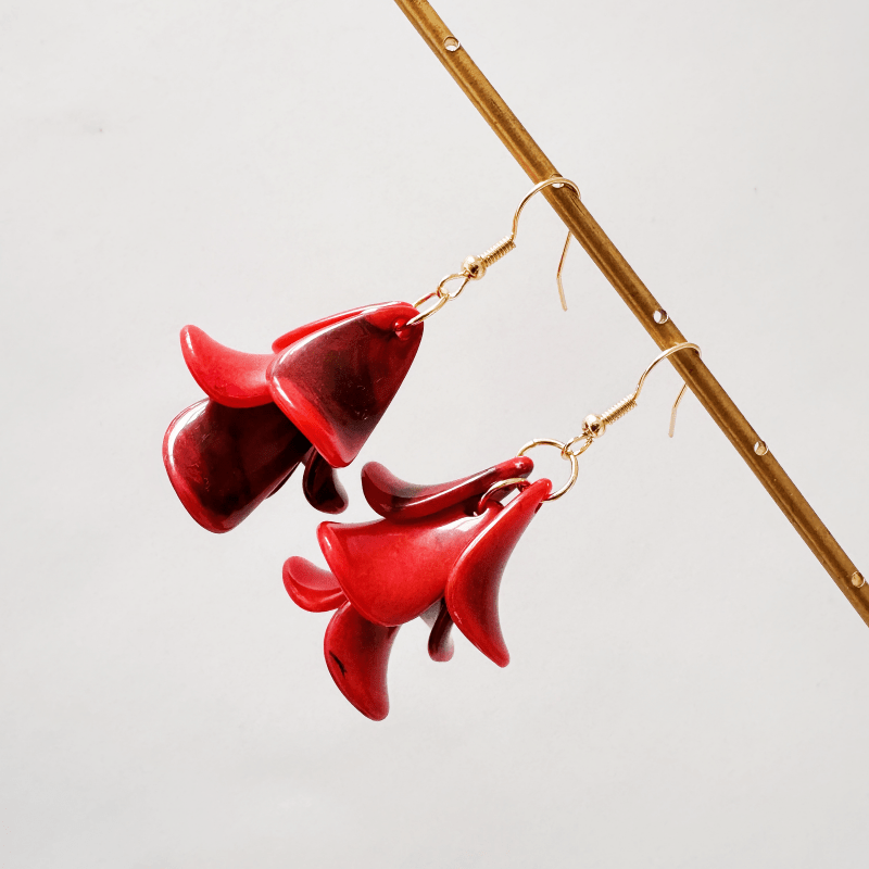 Vintage Style Acrylic Handmade Petal Pendant Earrings