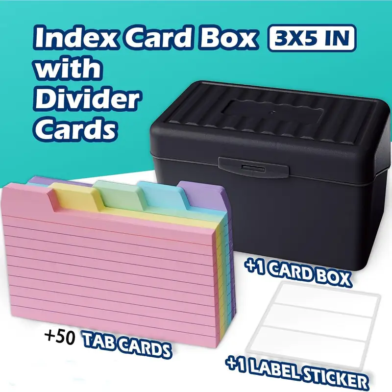 black 3x5 index card holder box 50pcs dividers tabs tabbed - Temu Finland black 3x5 index card holder box 50pcs dividers tabs tabbed - Temu Finland