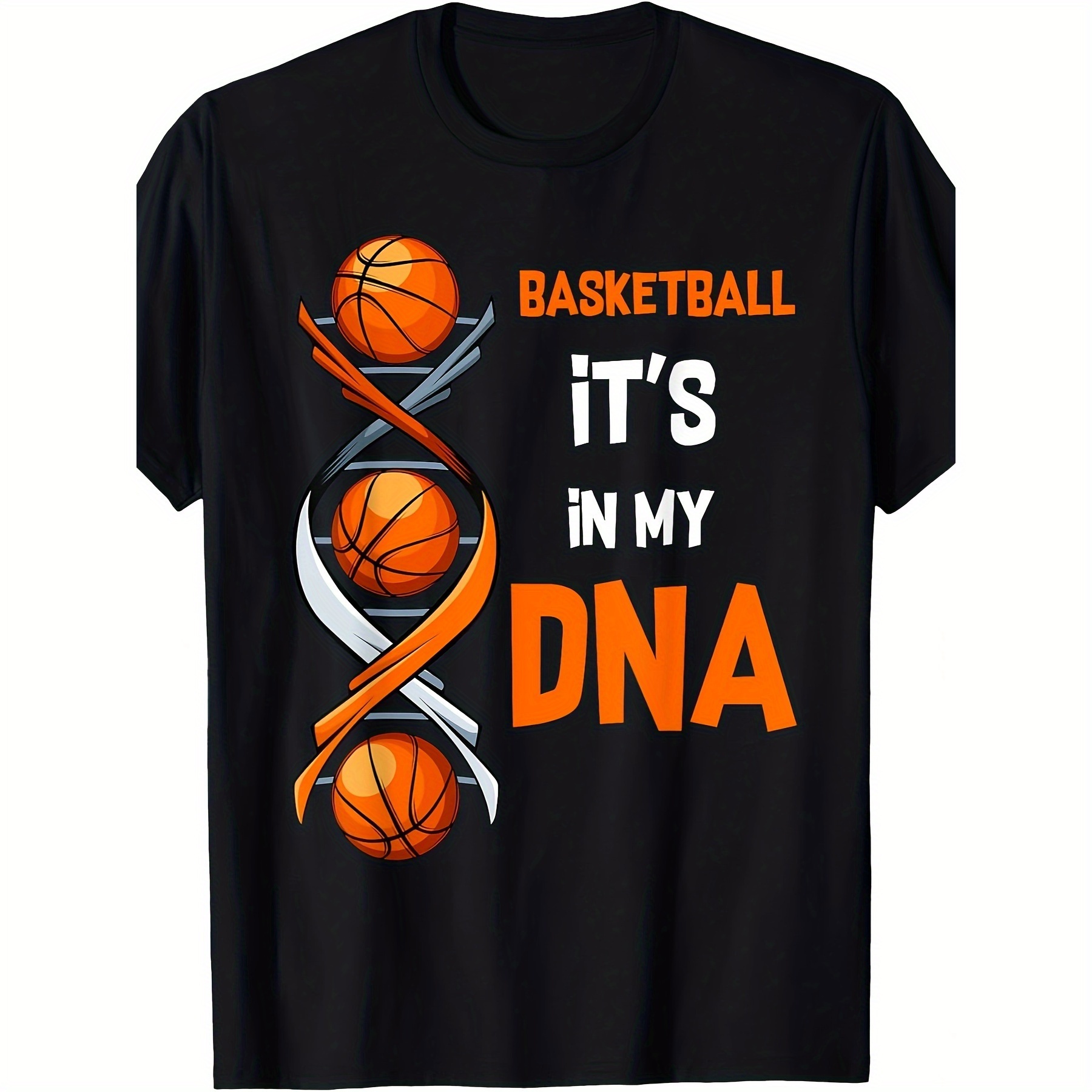 

Men's Basketball Dna Graphic T-shirt - "it' " Print, 100% Cotton Crew Neck Tee, Casual & Comfortable For Casual Attire, Summer Style, Machine Washable