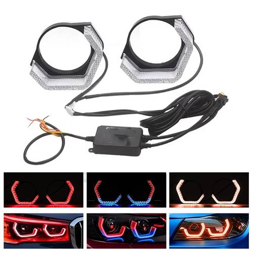 item picture 2pcs rgb 5d led angel eye rings multi color high brightness led decorative lights for cars suvs and trucks without battery