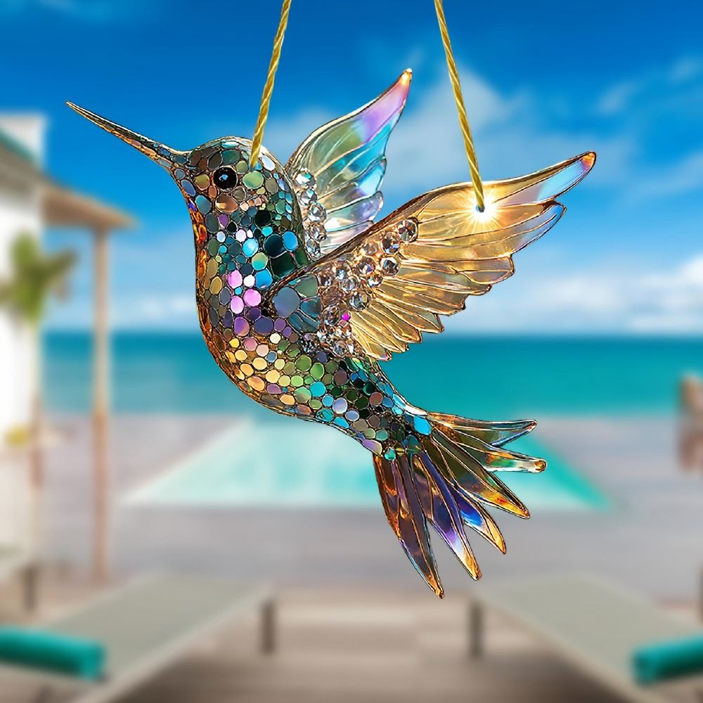 

2d Flat Hummingbird Sun - Acrylic Bird Theme, Flat Pattern, Window Door Hanging Ornament, Multifunction Decor For All , & Garden Gift Idea, For Holiday Decorations/ , Ideal For Bird Lovers