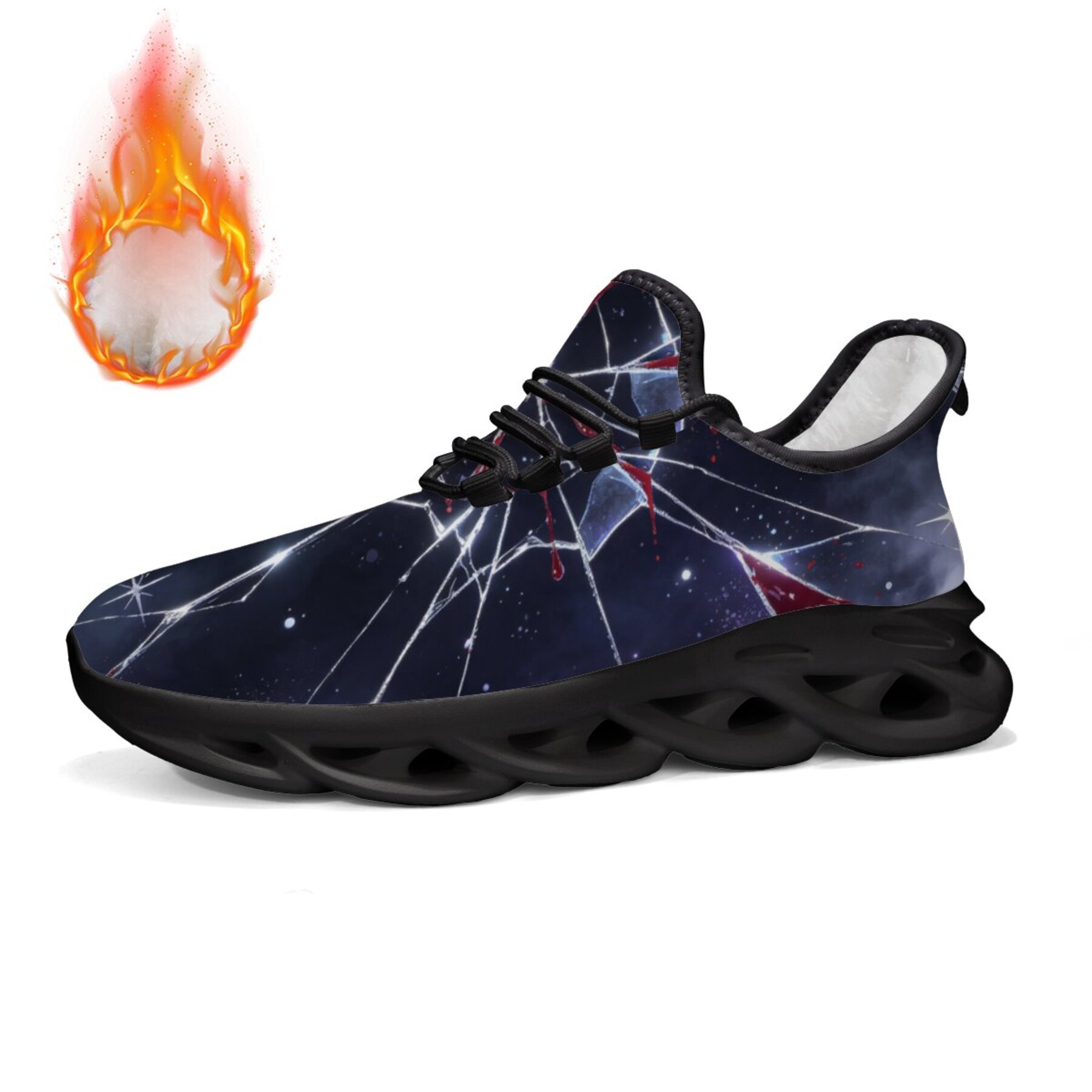 TEMU Warm Men's Casual Sports Shoes, Plush Lining Comfortable Twisted Shoes, Printed Fashion Casual Shoes
