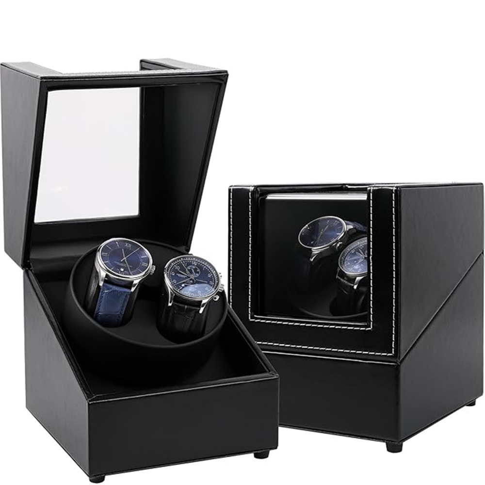 Image of Rotation Watch Storage Case With Lid & Rotating Display - Pu Watch Box Suitable For Home Collection, Organizer, Multi-functional Accessory Case For And Small Accessories (no Revision)