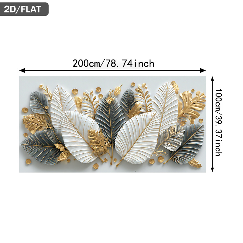 TEMU 2d Flat, 2d Flat 1pc 39.37*78.74in/100cm*200cm Frameless Golden Feathers On A White Background Print Art Wall Art Canvas Painting Art For Living