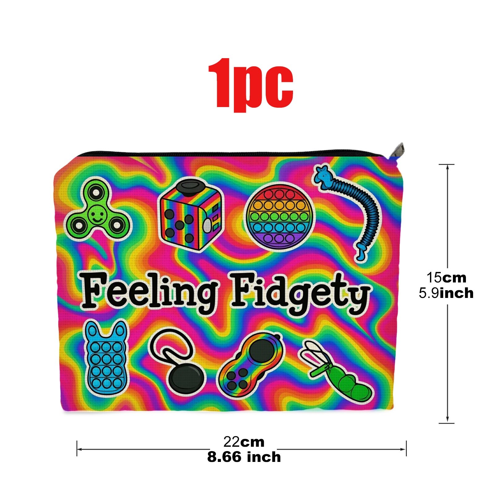 TEMU 1pc Double-end Cosmetic Bag, 5.9in * 8.66in Size, Polyester Material, Vibrant Fidget-themed Design, Suitable For Beauty & Personal Care, Stylish