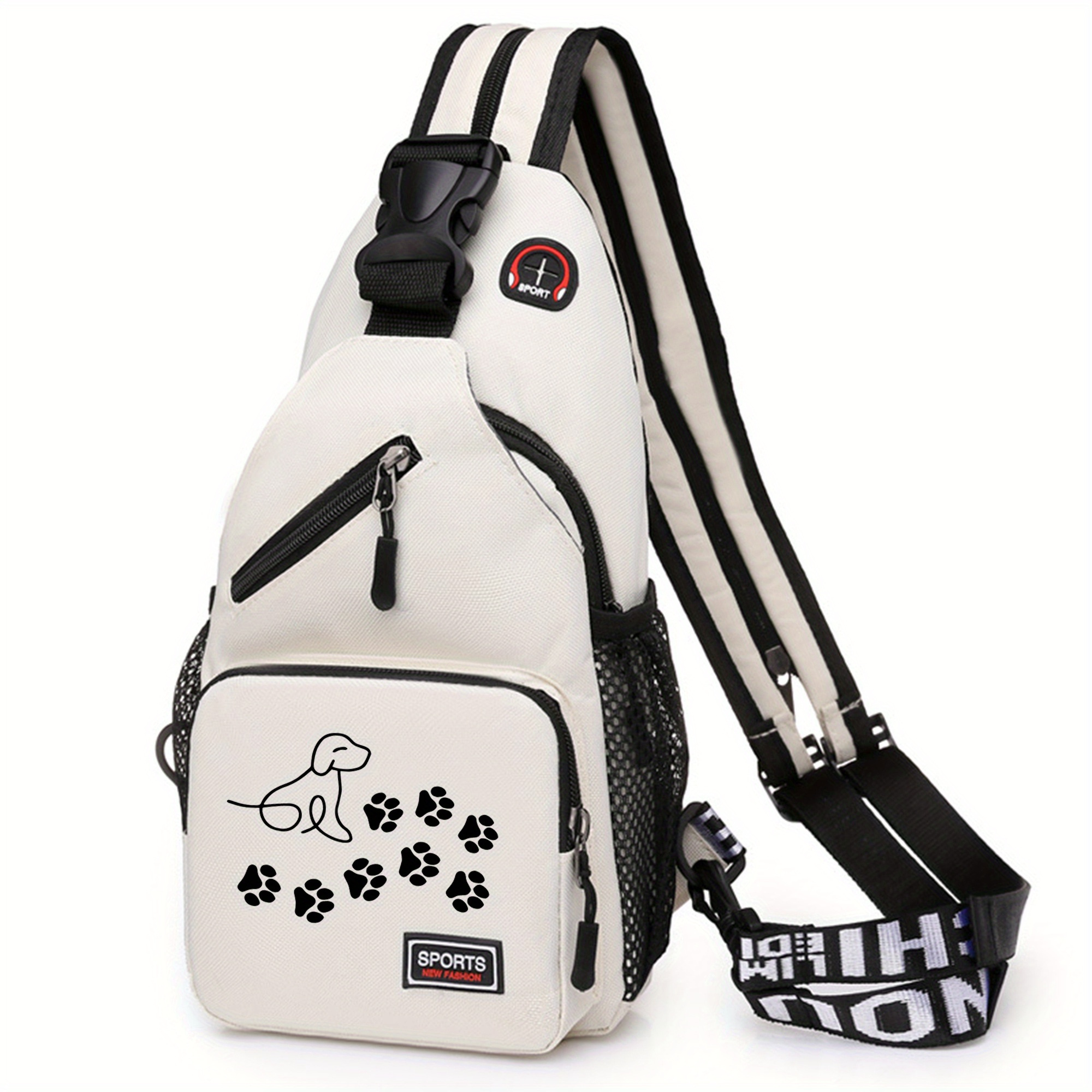 dog paw print silhouette printed waist bag versatile large Temu