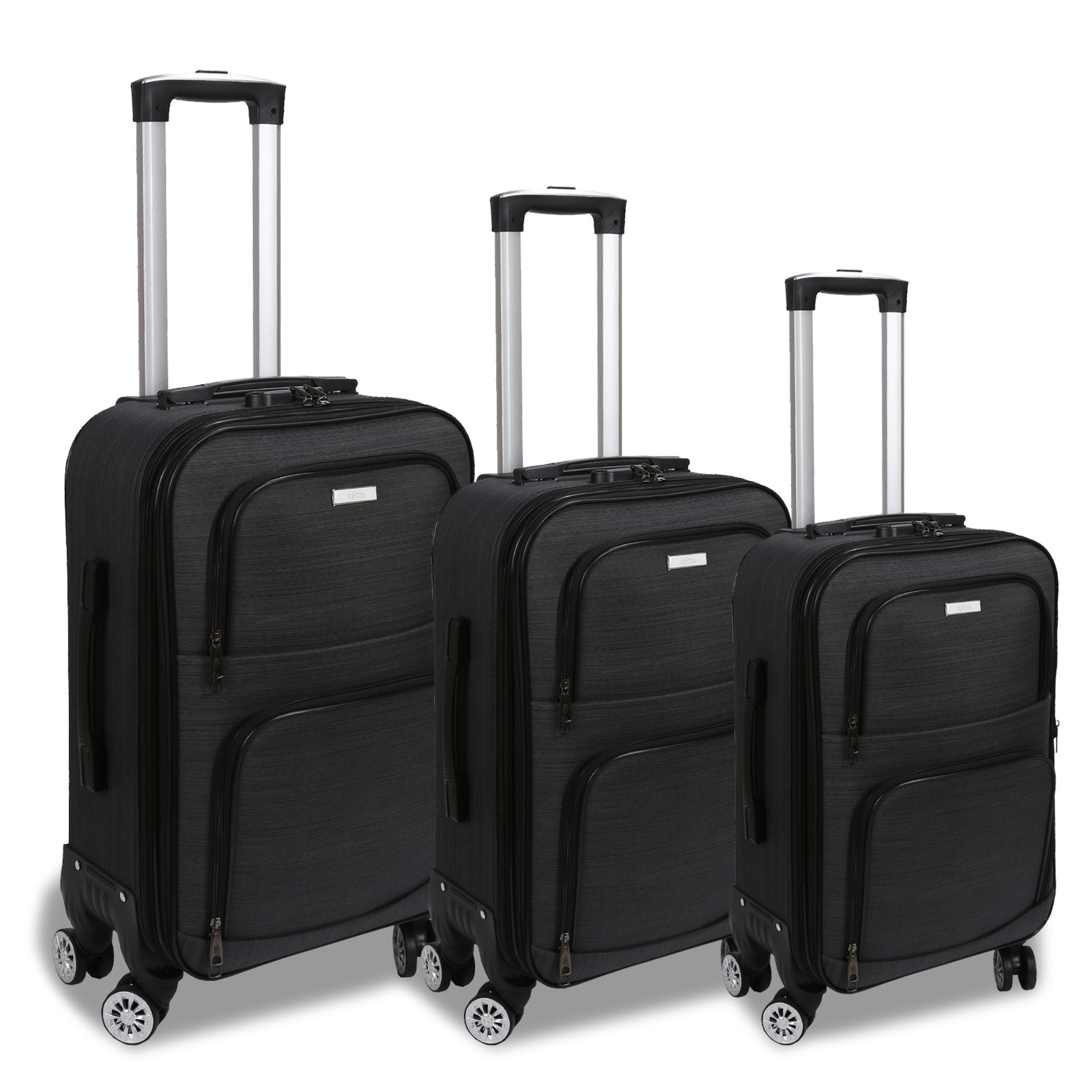 Chic Oxford Cloth 3pcs Expandable Luggage Set (20/ 24/ 28") - 360° Spinner Wheels, Lightweight & Scratch-resistant | 20% Expansion, 20" Carry-on Approved | For Business &