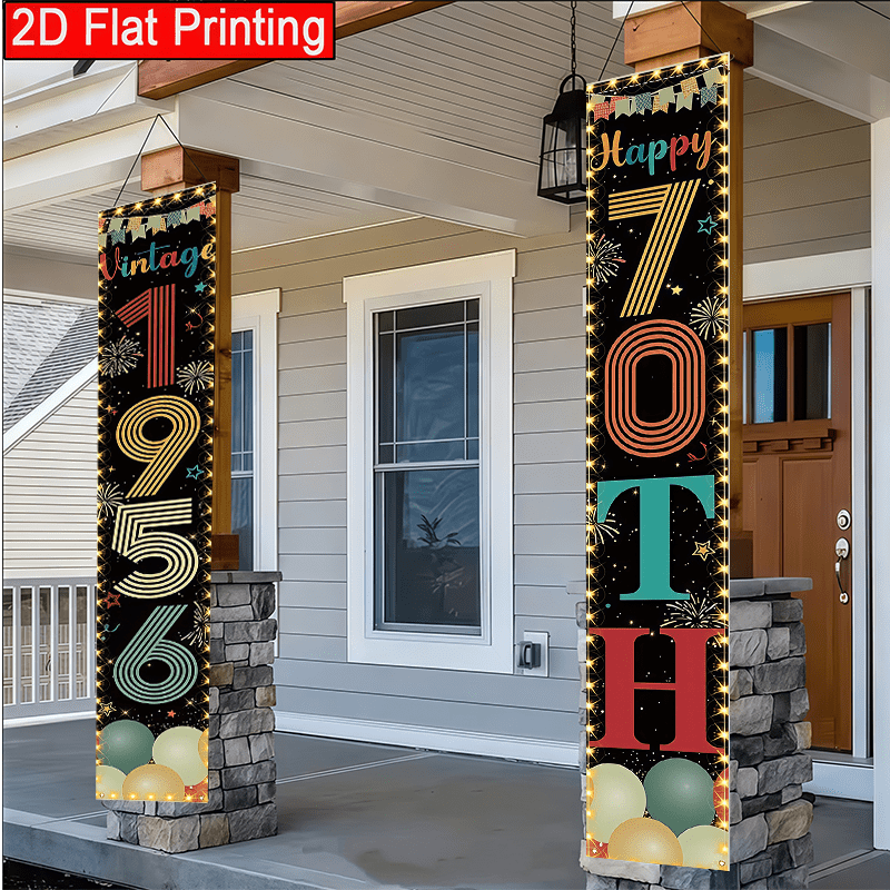 TEMU 2d Flat - 2d Flat - Retro 70th Birthday Party Banner For A 2d Flat Design, Celebrating 1956 And Featuring A 40th Birthday Logo. Suitable For Men