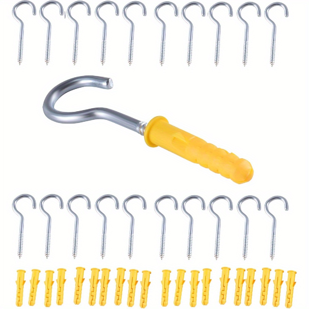Image of 25pcs Stainless Steel M5x65mm Screw Hooks, M5 Metal Hooks, Heavy Duty Eye Bolts, Hook Screw, For Hanging Items