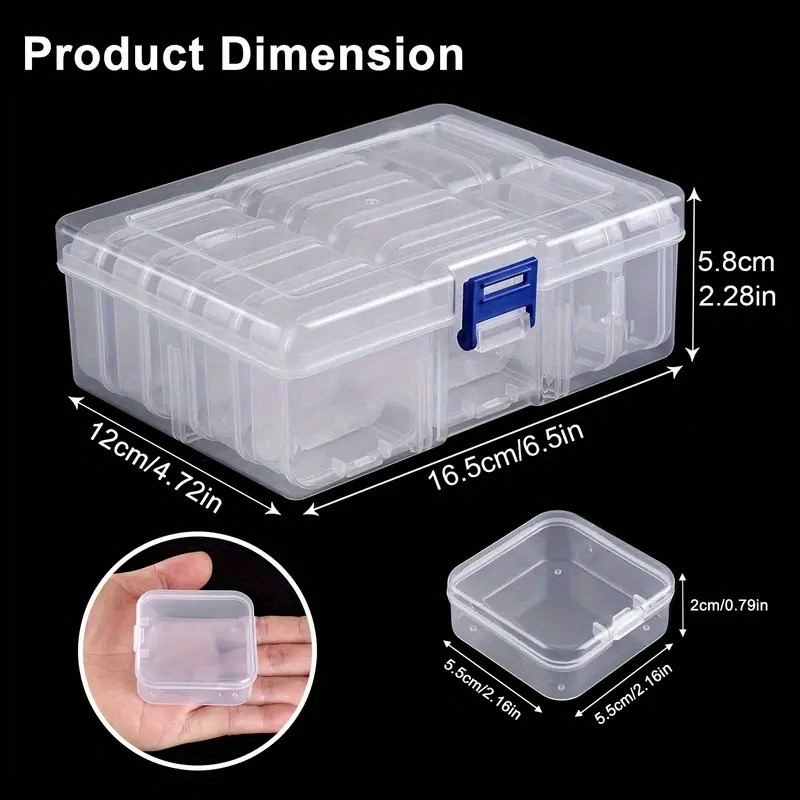Image of 14pcs Plastic Storage Box Set, Transparent Portable Organizer, Multi-functional Container For Crafts, Beads, Hair Accessories, Jewelry, And Small Hardware Items, In 14/30 Compartment Options