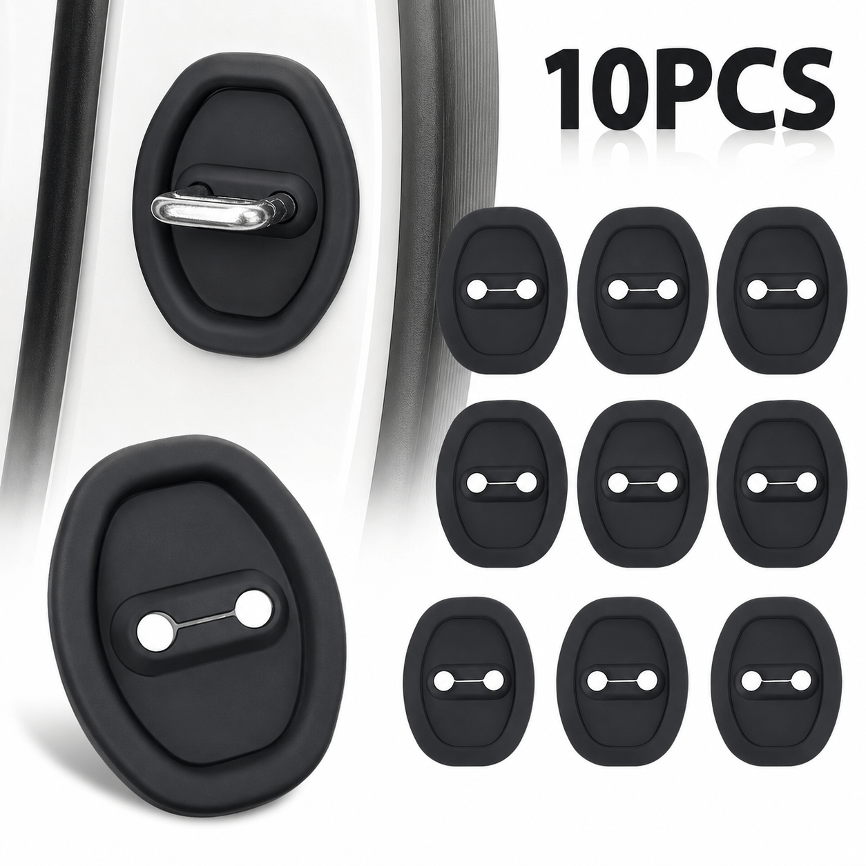 TEMU 10pcs Silicone Car Door Lock Protector Pads, Shock-absorbing Anti-scratch Door Latch Covers, Noise-reducing Car Interior Accessories For Doors &