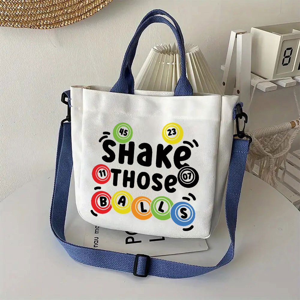 

1pc Bingo Canvas Handbag, Fashionable And Reusable Shoulder Bag, Large Capacity Handbag For Shopping And Daily Use