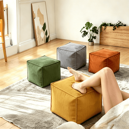 lazy sofa footstool for home use for storing idle clothes and changing shoes corduroy fabric ottoman low fabric stool footrest suitable for old clothes storage modification fabric cover only