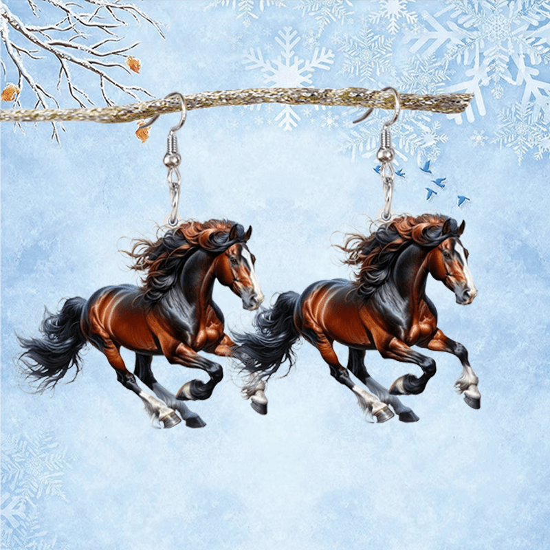 

Acrylic Christmas Horse Dangle Earrings - Cute Design, & Gifts, 2d Flat, Horse Racing, New Year Gift