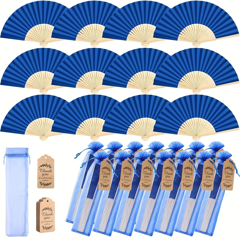 TEMU 10 Sets Éventails Personnalisés avec Nom, Logo, Date d'Anniversaire ou de Mariage, etc. Éventails en Tissu Couleur Unie, Éventails de Mariage en