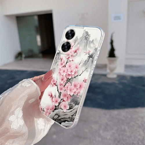 phone case peach ink painting phone case suitable for realme pro 11 12 13 pro 14 14x 15 c11 c21 c25y c30s c33 c35 c51 c53 c55 c63 c65 c67 c71 c75 c75x c85 pro note 50 60 70 narzo 30a 50i 50a 70 pro minimalist fashion anti fall tpu so