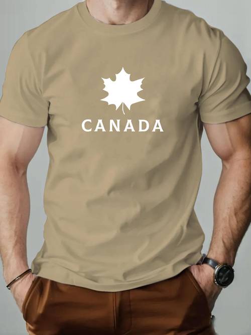 mens patriotic blue t shirt with canada text casual summer round neck tee lightweight breathable for casual attire everyday tshirt round neck shirt