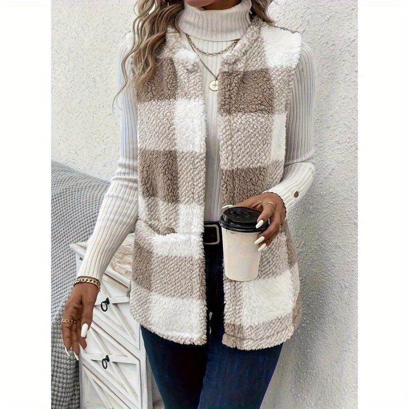 

Cozy Fuzzy Vest - Soft, Sleeveless, Open Front Design With Dual Pockets For Fall And Winter - Women's Casual, Warm, And Comfortable Clothing For Days