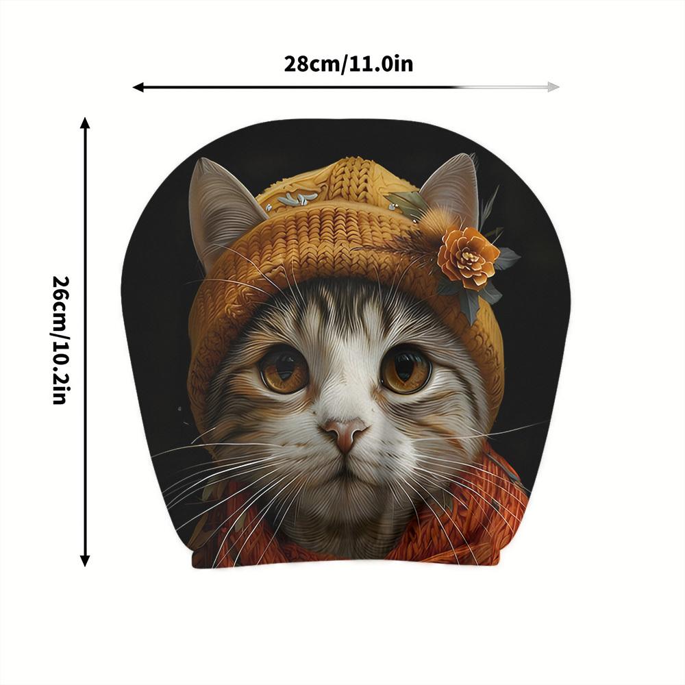 2pcs Knitted Vintage Cat Print Car Headrest Covers, Car Interior Decor, No Filling, And Wash, Suitable For Road Trips, Couples' Drives, Family Travel, And More, Cute Cat For Fun Car Decoration