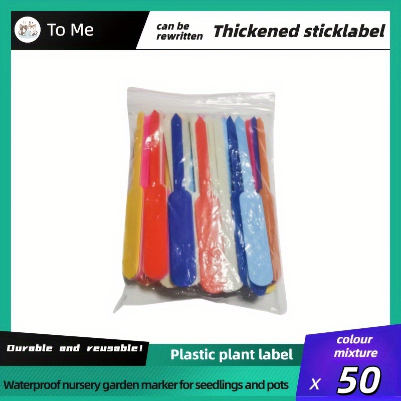 E-shop 50 Stück wasserfeste Pflanzenetiketten – Langlebige Gartenmarkierungen aus Kunststoff für Sämlinge, Töpfe, für den Innen-/Außenbereich –