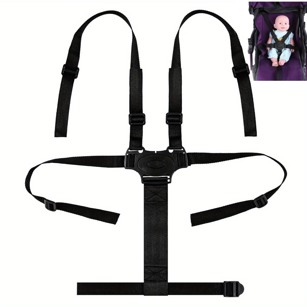 

5-point Safety Seat Belt System With Shoulder Pad - , Nylon, Black - Strollers, High Chairs & Car Seats