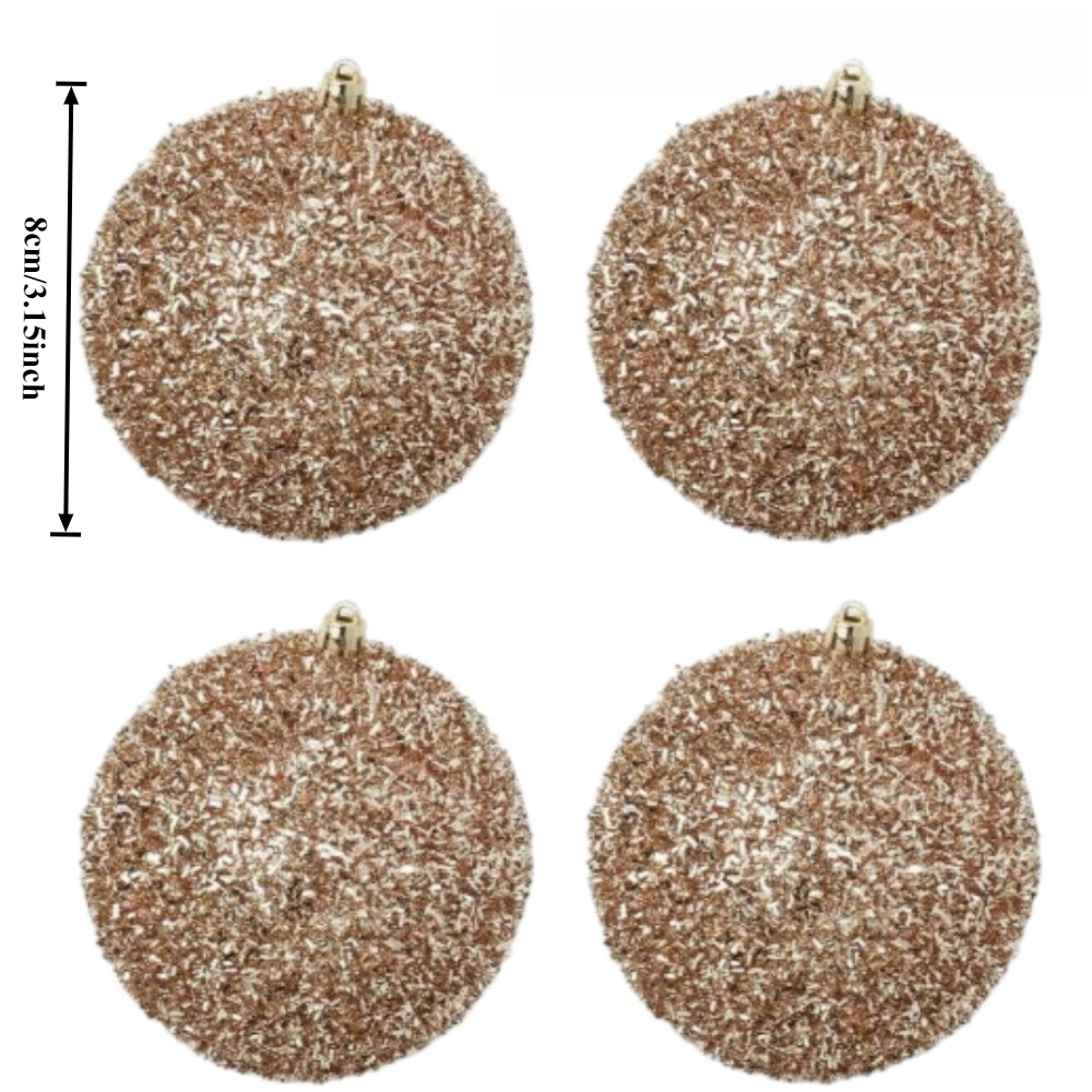 TEMU Set Of 9 Sparkling Champagne-colored Christmas Ornaments, Snowball Decorations For , Sequined Balls For Festive Occasions, Ideal For Adorning