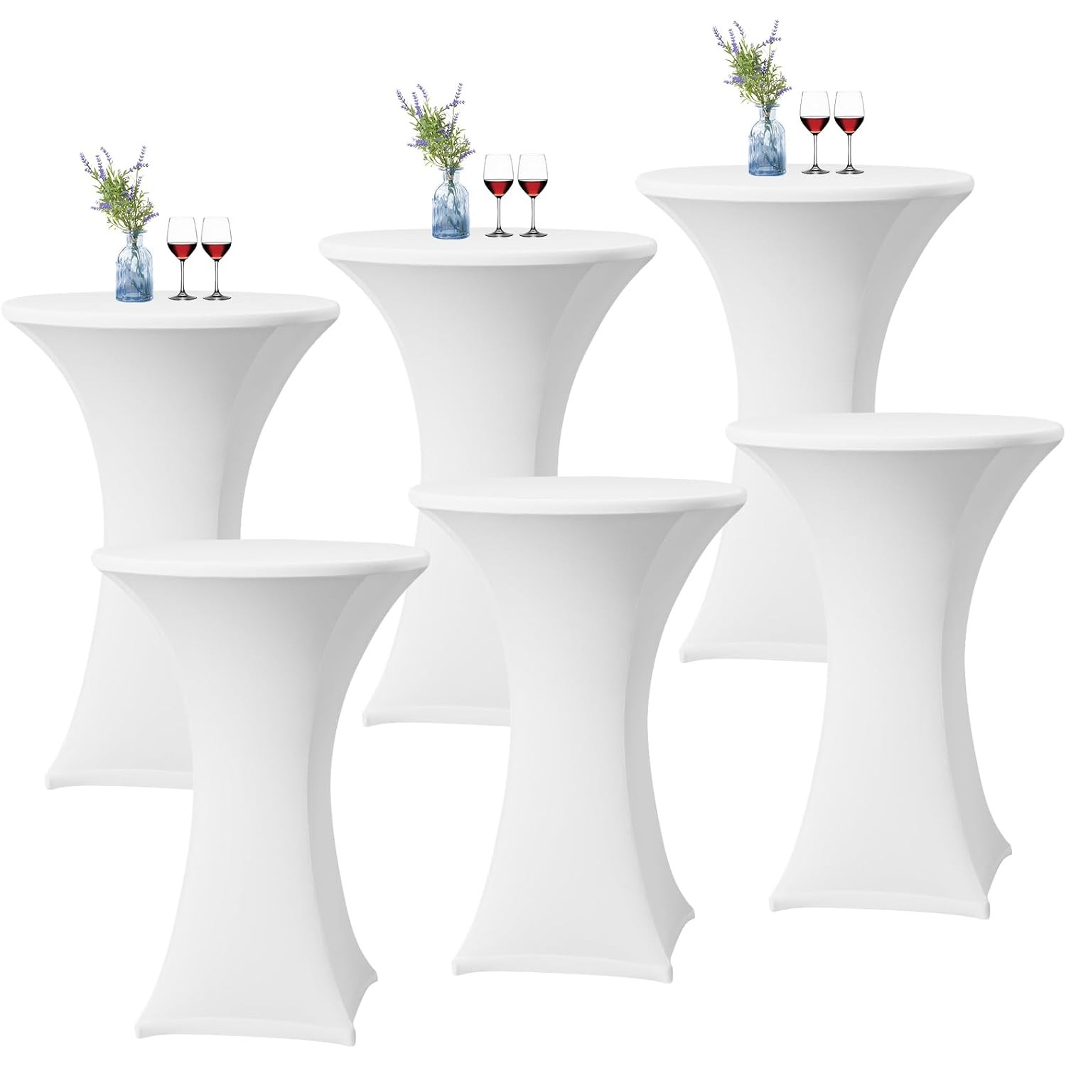 TEMU 6pcs Housses de Table Extensibles pour Événements - Polyester et Spandex Couleur Unie, Nappe Ronde Ajustée, pour , Fêtes, Expositions