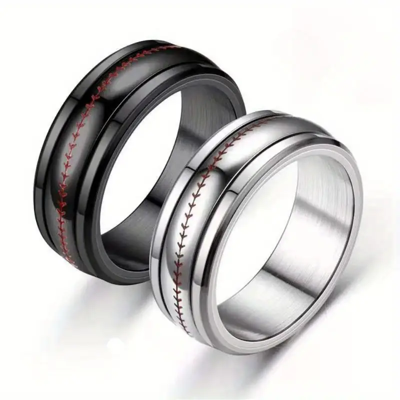 1pc sports style stainless steel olive head pattern rotatable mens ring valentines day gift Product details 3