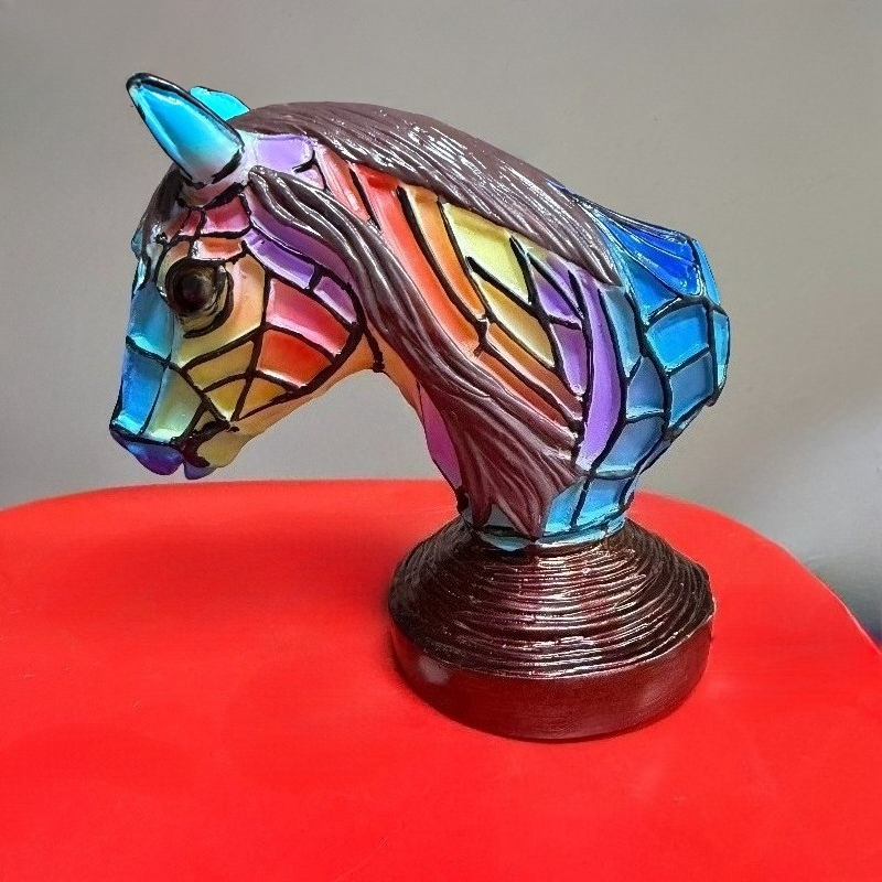 TEMU Colorful Horse Head Night Light, Retro Animal Statue Table Lamp, Decorative Light For Bedroom Living Room, Unique Gift For