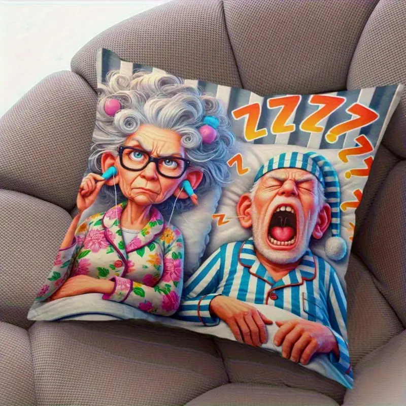 1pc funny sleeping couple pillowcase large 17 7x17 7in 44x44cm zip closure for bed sofa car machine washable polyester decor funny housewarming wedding gift for couples dorm living room decoration humorous design novelty pillow Product details 2