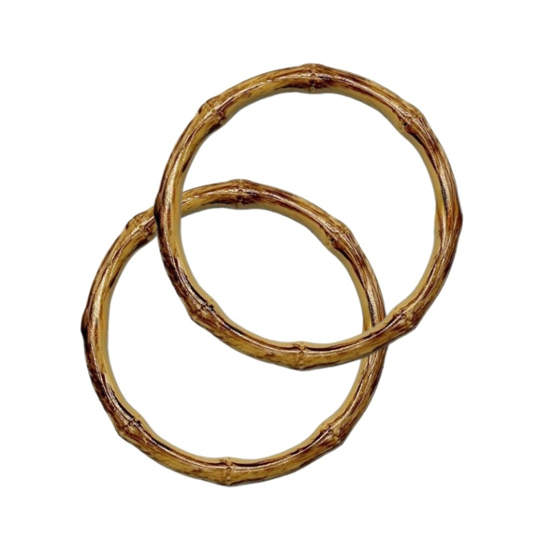 TEMU 2pcs, Bamboo Knot Bag Handle, O-ring Bag Handle, Women's Crossbody Bag Woven Fabric Bag Round Frame Decoration, Suitable For Bag Handle