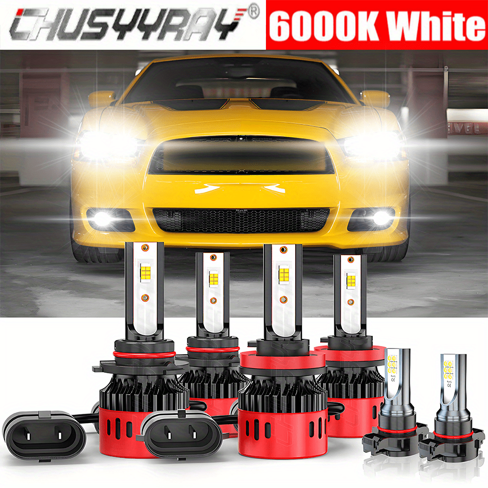 2015 Dodge Durango Headlight Bulb 6-Piece LED Headlight & Fog Light Bulb  Kit For Dodge Charger (2006-2009) - 6000K White High Brightness COB LED  Bulbs