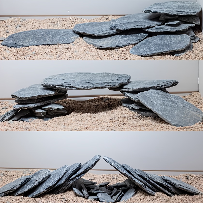 TEMU 880g Natural Slate Rock Measuring 8cm-15cm Is Ideal For Micro-landscapes, Including Water Features, Fish Tanks, Plant Containers, And For