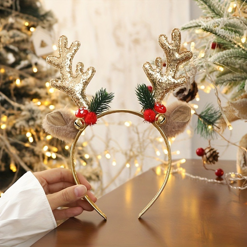 

Reindeer Antler Christmas Headband With - Hair Accessory For Women