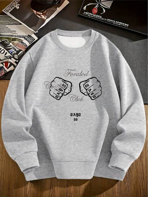 bluza w vintage z motywem bokserskiego tatuażu, unisex, luźna, z długim rękawem, modna koszulka w streetwear