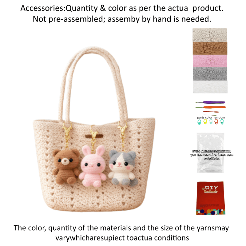 TEMU Lmh Advanced And Beginner Crochet Material Kit - Includes 100% Polyester Yarn, Hooks, -by-step Video Tutorials - 1 Pack Cute Animal Pendant