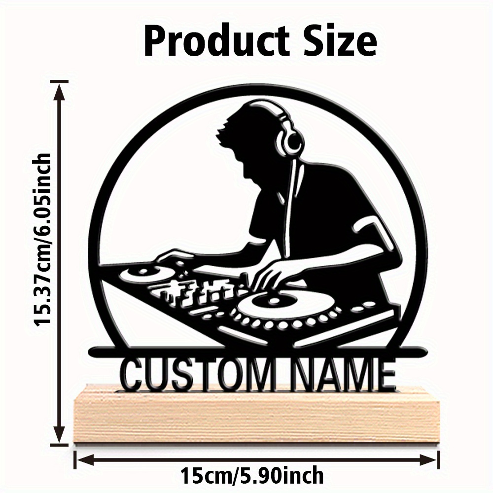 TEMU 1pz Statua DJ Personalizzata con Incisione - in Ferro Resistente per e Base a Forma di Nota , Silhouette Cuffie da Dj / Regalo / Decorazione
