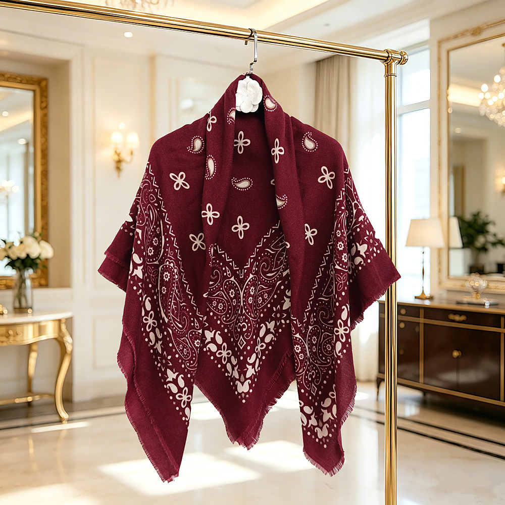 TEMU Boho Floral Pattern Shawl Wrap Scarf, Soft Lightweight Women's Shoulder Cover, Perfect For Halloween Christmas Costume Party, Evening Dress
