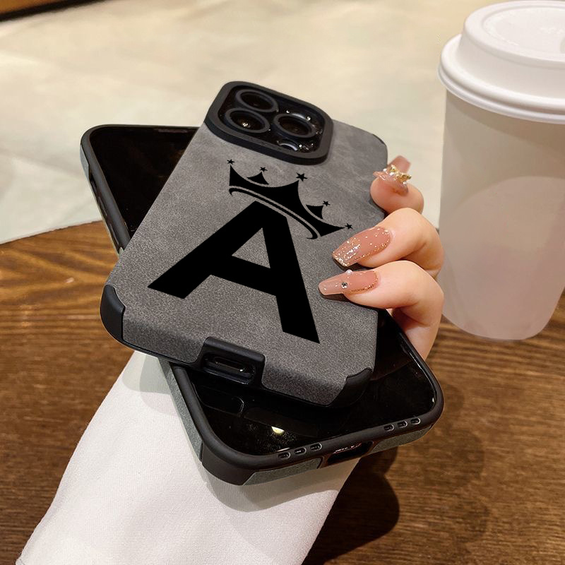 Simple Suede Leather Grain Phone Case for iPhone 11, 12, 13, 14, 15, 16 Plus Pro Promax X/ XS XSMAX with TPU Design QBJKTP