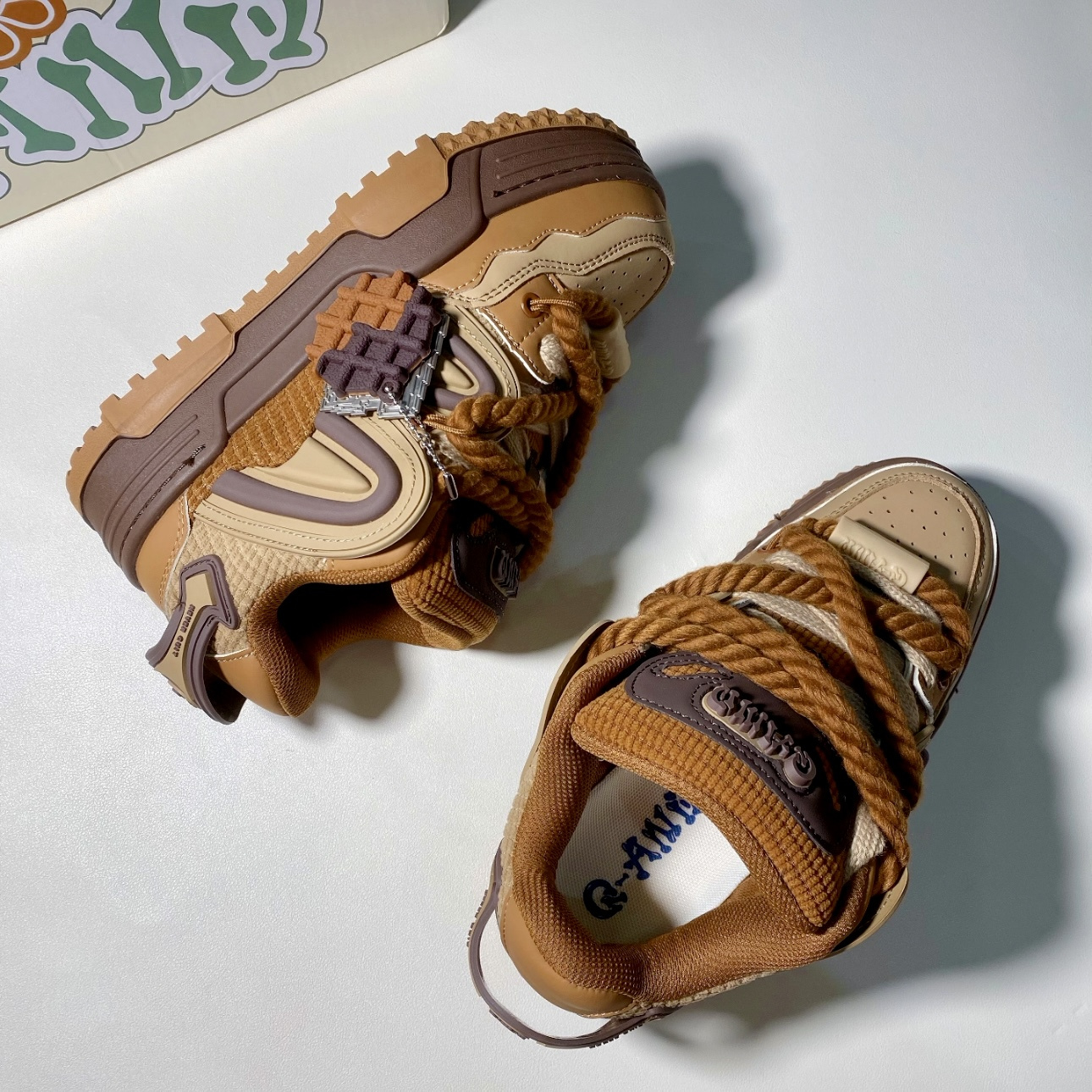 Skate Shoes Platform Sneakers Unisex Skate Shoes - Brown & Black Platform Sneakers with Lace-Up Closure, Breathable Microfiber Upper & Durable TPR Sole for Casual Wear, Sports, and Outdoor Activities