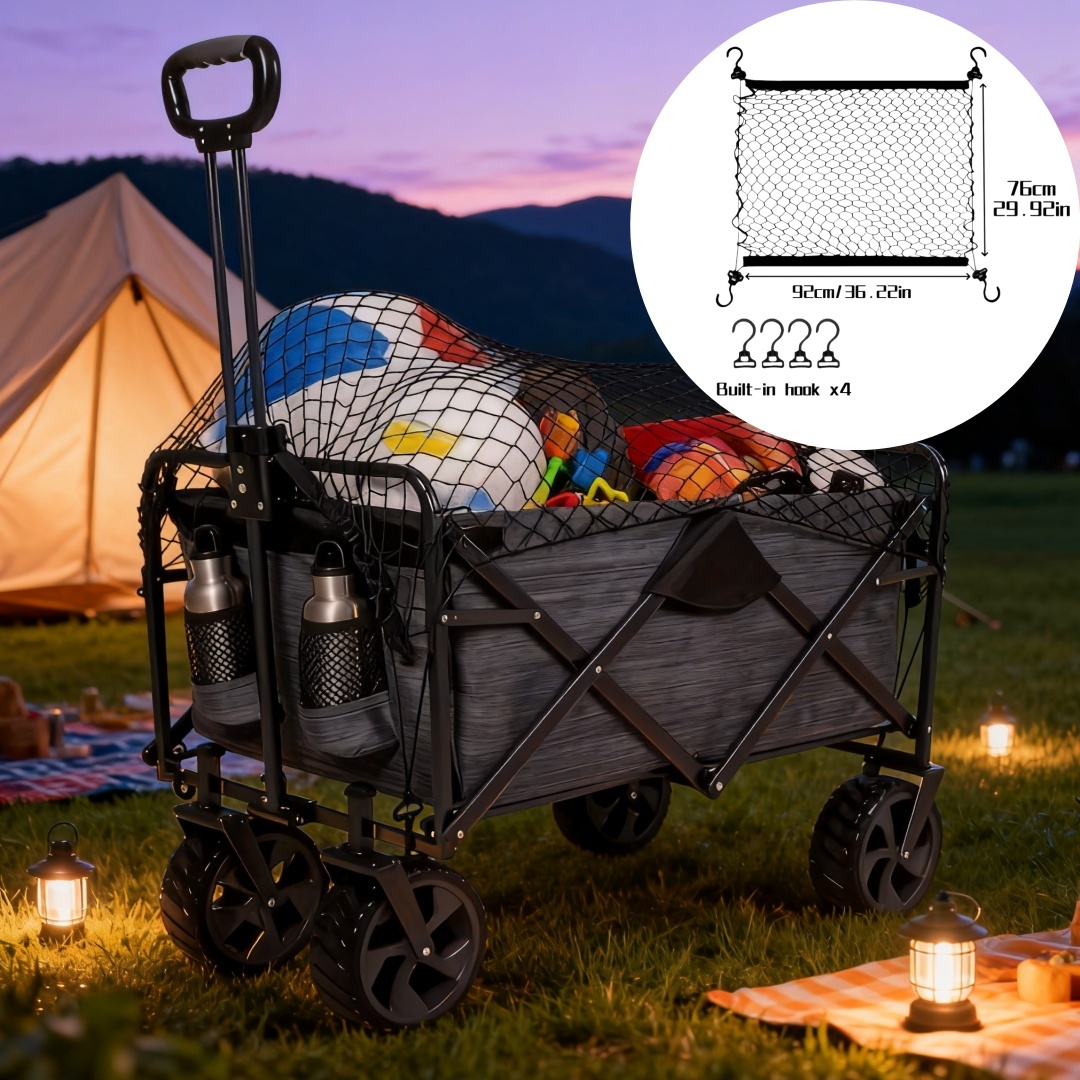 Temu – TEMU Outdoor Stroller Net Bag Additions, Mesh Storage Organizer With 4 Hooks, For Outdoor Camping Strollers And , Folding Stroller Net (net Bag ).,