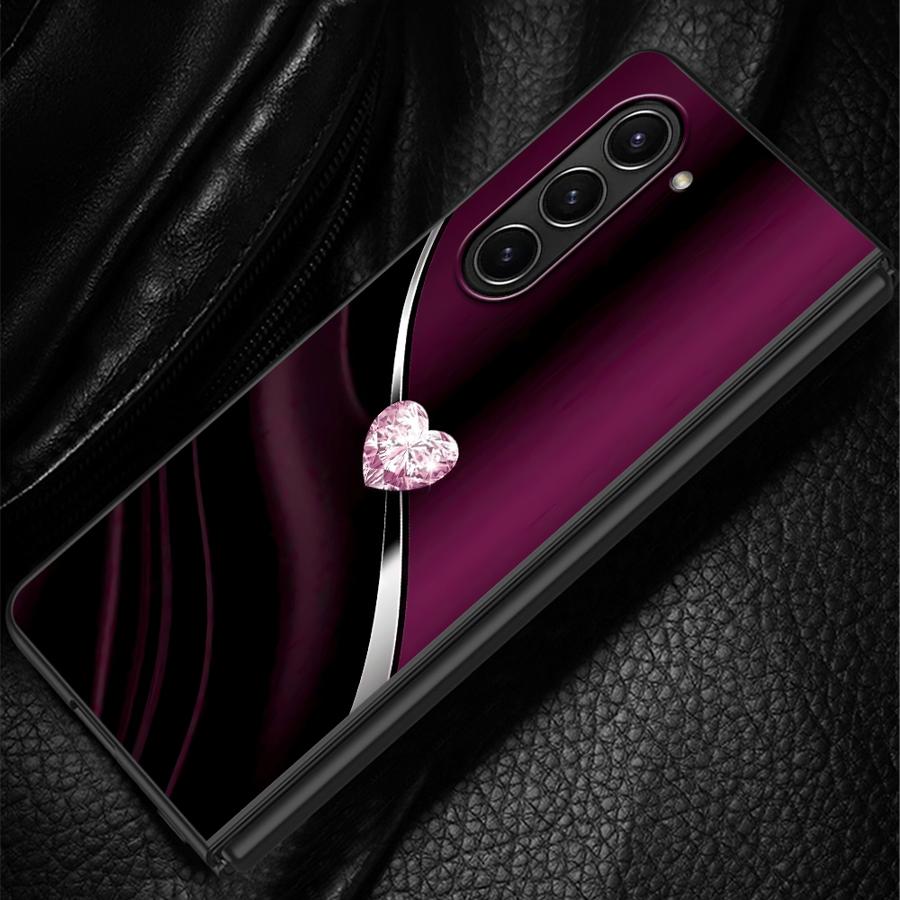 TEMU Phone Case: Diamond Heart Suitable For For Galaxy Z Fold 7 6 5 4 3 Z Z Fold3 Z Fold4 Case Phone Cover